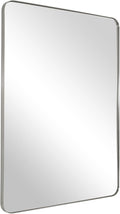 ANDY STAR Brushed Nickel Mirror for Wall, 20”x28” Silver Rectangle Bathroom Mirror, Modern Metal Mirror in Rounded Corner Stainless Steel Frame, 1’’ Deep Set Design Hangs Horizontal Or Vertical