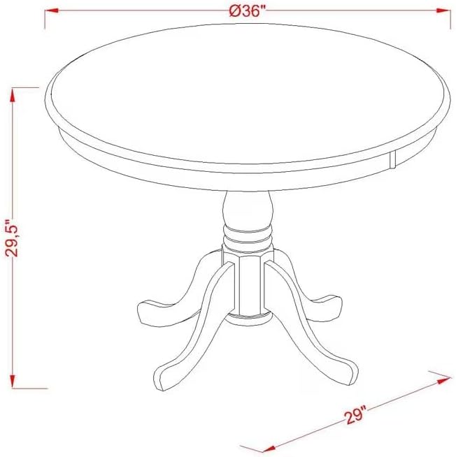 East West Furniture ANAB5-LWH-64 5 Piece Dining Room Table Set Includes a Round Kitchen Table with Pedestal and 4 White Faux Leather Upholstered Parson Chairs, 36x36 Inch, Linen White