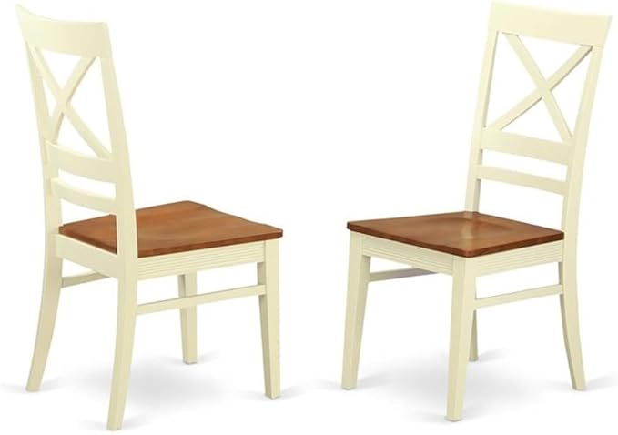 East West Furniture HLQU3-BMK-W 3 Piece Dining Room Table Set Contains a Round Kitchen Table with Pedestal and 2 Dining Chairs, 42x42 Inch, Buttermilk & Cherry