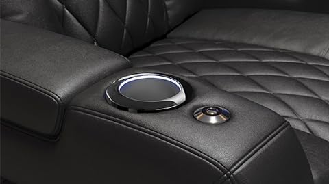 Valencia Tuscany Home Theater Seat - Nappa Leather Power Recliner with Cool Gel Memory Foam, USB-C/A Charging, RGB LED Lights, Adjustable Lumbar & Headrest (Single Recliner,Black)