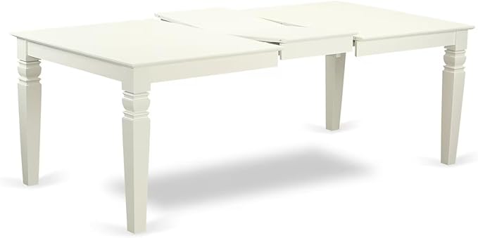 East West Furniture LGAB9-LWH-64 9 Piece Dining Table Set Includes a Rectangle Kitchen Table with Butterfly Leaf and 8 White Faux Leather Upholstered Chairs, 42x84 Inch, Linen White