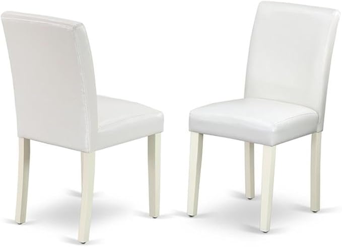 East West Furniture X027AB264-5 5 Piece Dining Table Set Includes a Rectangle Dining Room Table with X-Legs and 4 White Faux Leather Parsons Chairs, 40x72 Inch, Multi-Color