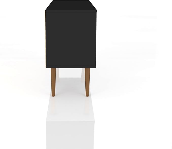 Manhattan Comfort Liberty Mid Century Modern TV Stand for Televisions up to 46 Inches, Bedroom and Living Room Entertainment Center with Storage, Shelves, and Cabinet, 43" Wide, Black