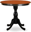 East West Furniture ESAN3-BCH-LC 3 Piece Kitchen Table & Chairs Set Contains a Round Dining Room Table with Pedestal and 2 Faux Leather Upholstered Dining Chairs, 30x30 Inch, Black & Cherry