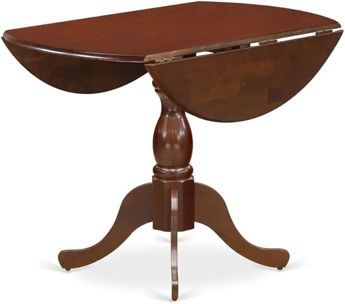 East West Furniture DMIP5-MAH-W 5 Piece Dining Table Set for 4 Includes a Round Kitchen Table with Dropleaf and 4 Kitchen Dining Chairs, 42x42 Inch, Mahogany