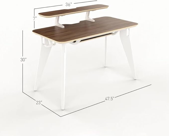 HOEK Collapsible Desk Bundle, 47.5" x 23", Portable Study Desk for Dorm Room, Includes Monitor Shelf, Under Shelf and Wall Storage, Lightweight, Easy No-Tool Assembly (Birch/White)