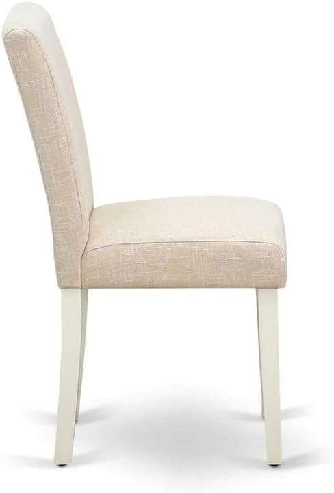 East West Furniture VAAB9-LWH-02 9 Piece Dining Room Set Includes an Oval Wooden Table with Butterfly Leaf and 8 Light Beige Linen Fabric Parson Dining Chairs, 40x76 Inch, Linen White