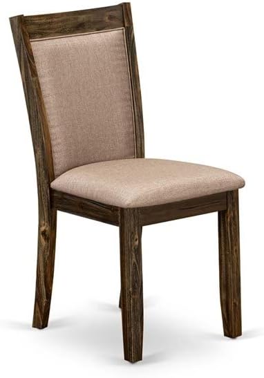 East West Furniture X777MZ716-6 6 Piece Dining Table Set Contains a Rectangle Dining Room Table with X-Legs and 4 Dark Khaki Linen Fabric Parson Chairs with a Bench, 40x72 Inch, Multi-Color
