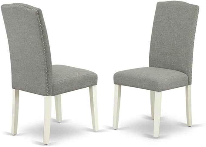 East West Furniture LGEN7-LWH-06 7 Piece Dining Room Table Set Consist of a Rectangle Kitchen Table with Butterfly Leaf and 6 Dark Shitake Linen Fabric Parson Chairs, 42x84 Inch, Linen White