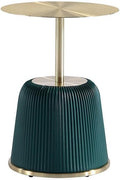 Manhattan Comfort Anderson Modern 15.75" Round End Tables 1.0 - Elegant Leatherette Upholstered Base with Pleated Design & Gold Steel Tabletop, Fully Assembled Accent Furniture, Set of 1, Green