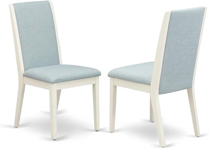 East West Furniture X077LA015-9 9 Piece Kitchen Table & Chairs Set Includes a Rectangle Dining Room Table and 8 Baby Blue Linen Fabric Upholstered Chairs, 40x72 Inch, Multi-Color