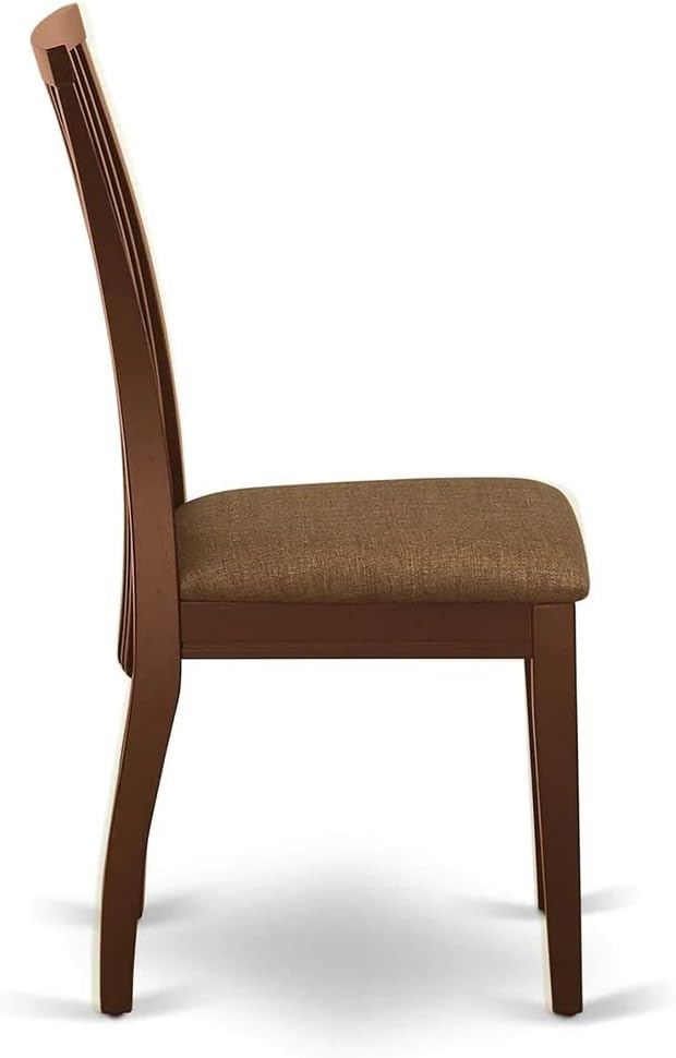 East West Furniture DMIP3-MAH-C 3 Piece Dining Set Contains a Round Dining Room Table with Dropleaf and 2 Linen Fabric Upholstered Chairs, 42x42 Inch, Mahogany