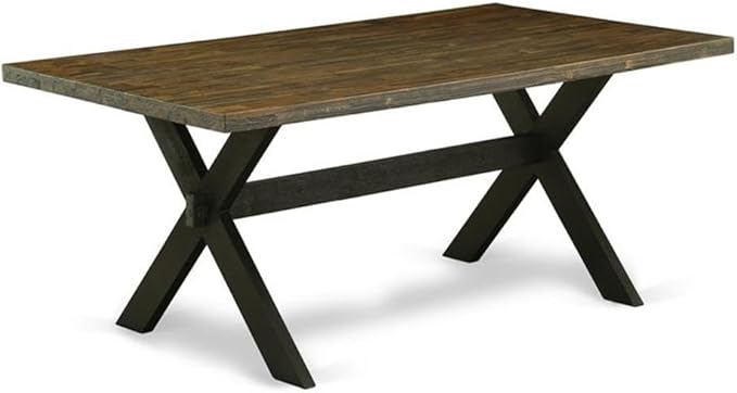 East West Furniture X677DR124-5 5 Piece Dining Room Table Set Includes a Rectangle Dining Table with X-Legs and 4 Black Color Linen Fabric Upholstered Chairs, 40x72 Inch, Multi-Color