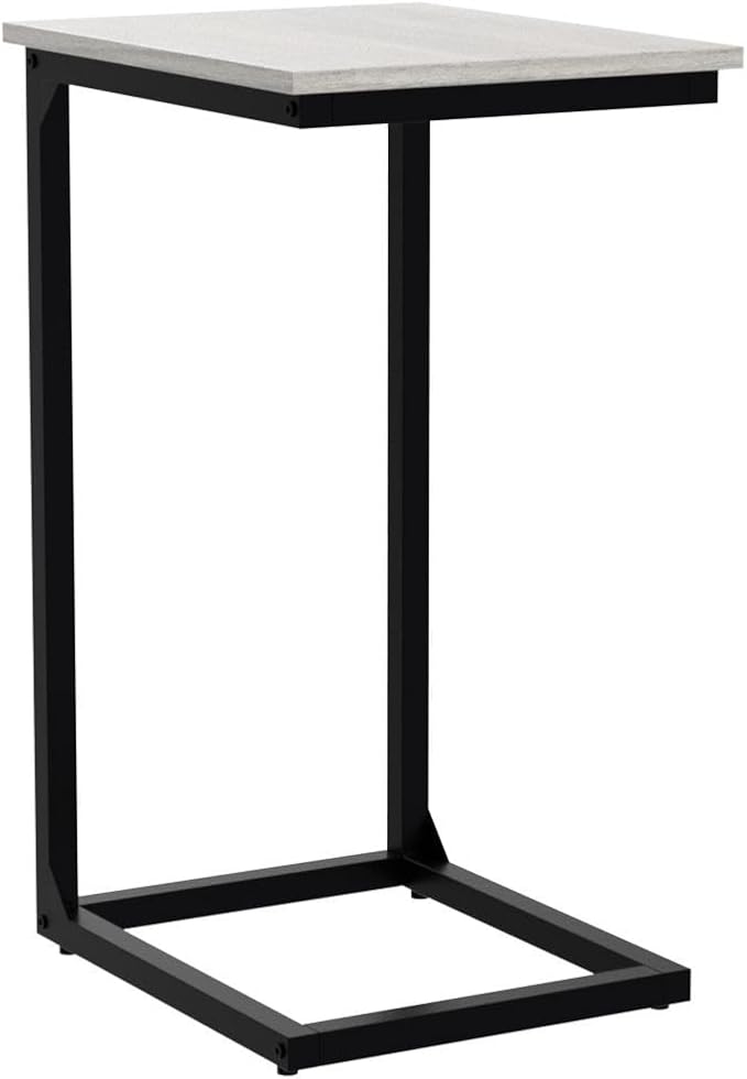 AMHANCIBLE C Shaped End Table Set of 2, Couch Tables That Slide Under, TV Tray Snack Table for Sofa, Small Side Table for Couch, Small Space, Living Room, Greige HET02CGY
