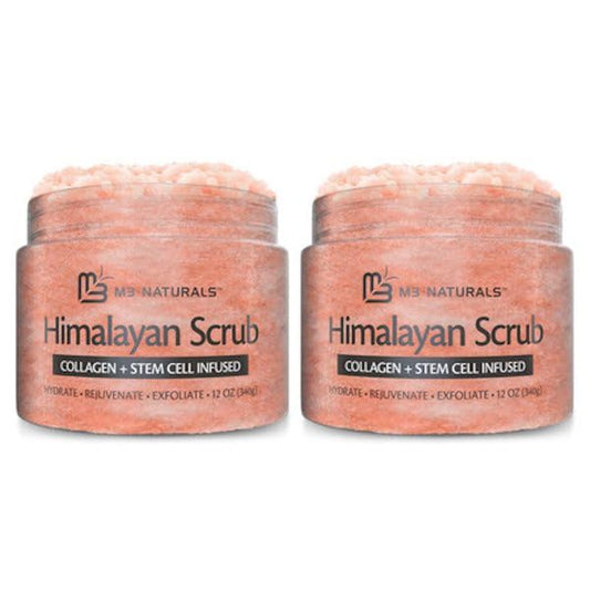 Himalayan Salt Scrub, Face, Foot, and Body Exfoliator with Collagen and Stem Cells Exfoliating Scrub for Toning, Cellulite, and Skin Care by M3 (Pack of 2)