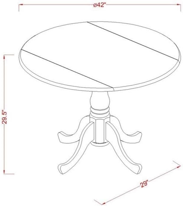 East West Furniture DMAB5-LWH-02 5 Piece Dining Table Set for 4 Includes a Round Kitchen Table with Dropleaf and 4 Light Beige Linen Fabric Parson Dining Chairs, 42x42 Inch, Linen White