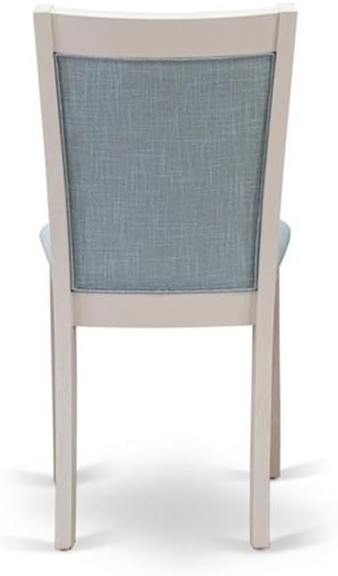 East West Furniture X097MZ015-9 9 Piece Dining Room Furniture Set Includes a Rectangle Dining Table with X-Legs and 8 Baby Blue Linen Fabric Parsons Chairs, 40x72 Inch, Multi-Color
