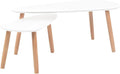 vidaXL Nesting Coffee Table 2 pcs, Side Tables with Solid Pine Wood Legs, Scandinavian Style End Table for Living Room, White