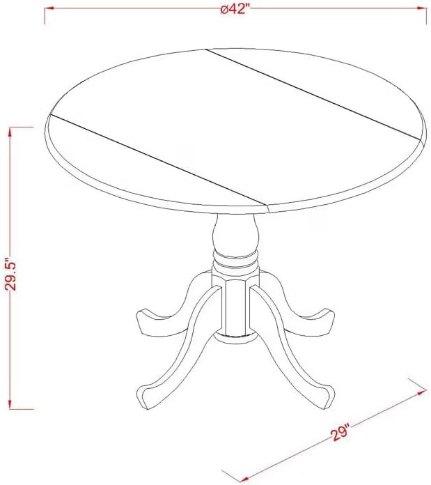 East West Furniture DLAN5-BLK-C 5 Piece Dining Room Table Set Includes a Round Kitchen Table with Dropleaf and 4 Linen Fabric Upholstered Dining Chairs, 42x42 Inch, Black