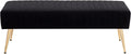 Furniliving 44 Inch Bedroom Bench, Upholstered Tufted Striped Fabric Ottoman Benches with X-Shaped Metal Legs for Living Room, Entryway Solid Wood Indoor Bench for Foyer (Black)