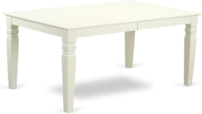 East West Furniture LGAS7-LWH-42 7 Piece Dining Table Set Consists A Wooden Table and 6 Beige Red Polyester Fabric Parson Dining Chairs with Stylish Back- Linen White Finish