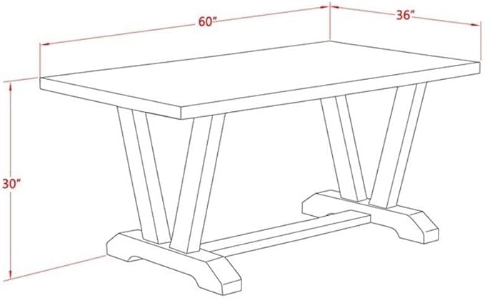 East West Furniture VT726 V-Style Dining Table - a Rectangle Wooden Table Top with Stylish Legs, 36x60 Inch, Multi-Color