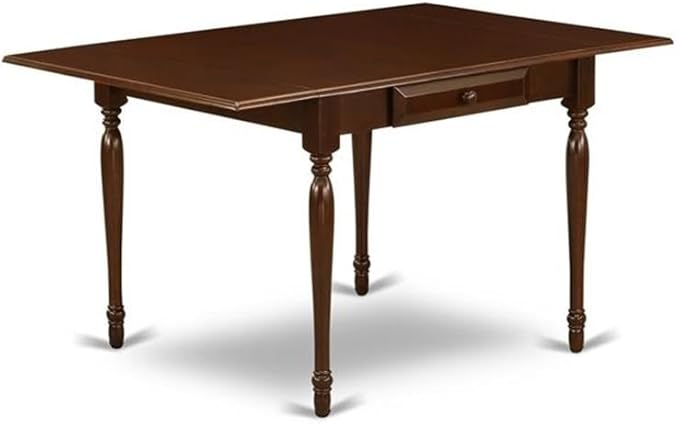 East West Furniture MZNO3-MAH-W 3 Piece Dining Set Contains a Rectangle Dining Room Table with Dropleaf and 2 Wood Seat Chairs, 36x54 Inch, Mahogany