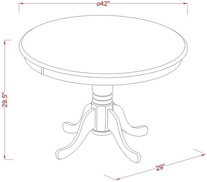 East West Furniture HLWE5-BCH-W 5 Piece Modern Dining Table Set Includes a Round Wooden Table with Pedestal and 4 Dining Chairs, 42x42 Inch, Black & Cherry