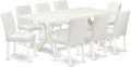 East West Furniture X027AB264-9 9 Piece Dining Set Includes a Rectangle Dining Room Table with X-Legs and 8 White Faux Leather Upholstered Parson Chairs, 40x72 Inch, Multi-Color