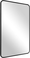 ANDY STAR Black Rectangle Mirror, 24x36 Inch Stainless Steel Metal Frame Bathroom Mirror for Over Sink, Modern Rounded Corner Black Vanity Wall Mirror, Hangs Horizontally or Vertically