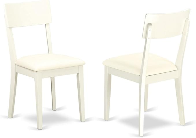 East West Furniture SHAD5-LWH-LC 5 Piece Kitchen Table & Chairs Set Includes a Round Dining Room Table with Pedestal and 4 Faux Leather Dining Room Chairs, 42x42 Inch, Linen White