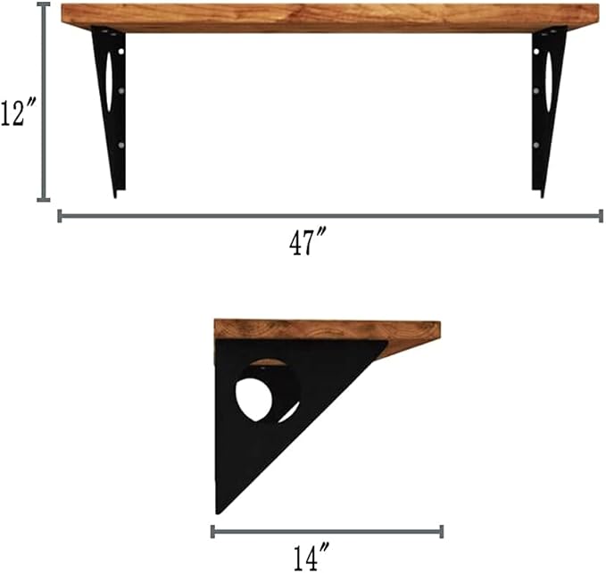 Industrial Rustic Wall-Mounted Drop-Leaf Table, Dining Table Desk, Pine Wood Wall-Mounted Bar Tables (47"X14")