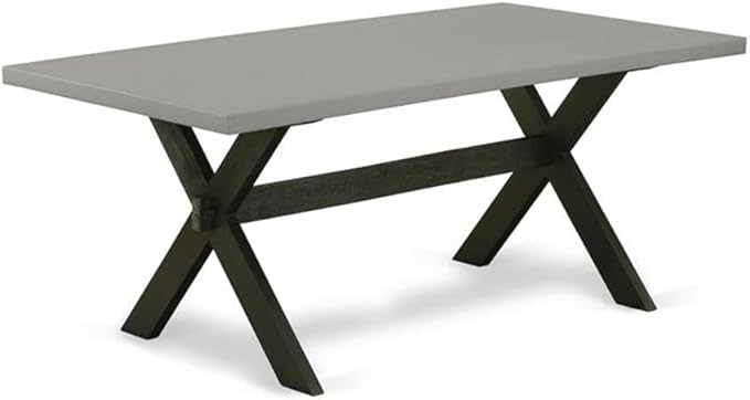 East West Furniture X697FR102-6 6 Piece Dining Table Set Contains a Rectangle Kitchen Table with X-Legs and 4 Light Beige Linen Fabric Parson Chairs with a Bench, 40x72 Inch, Multi-Color