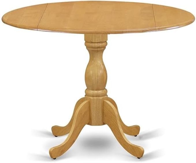 East West Furniture DMAV5-OAK-W 5 Piece Dinette Set for 4 Includes a Round Dining Room Table with Dropleaf and 4 Kitchen Dining Chairs, 42x42 Inch, Oak