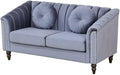 60" Loveseat Sofa, Microfiber Chesterfield Upholstered Sofas Love Seat, Couch Chair Sets with Style Button Tufted, Scroll Arms and Nailhead for Living Room, Office, Grey