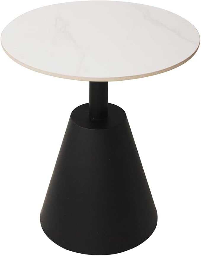 Side Table with Marble Top Metal End Table Modern Sofa Side End Table Outdoor Coffee Round Side Desk for Couch Living Room Bedroom