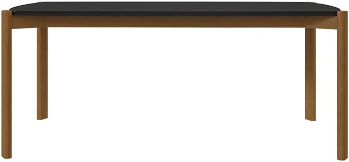 Manhattan Comfort Gales 70-Inch Mid Century Modern Dining Table for 6 Persons, Unique Minimalist Home Furniture with Solid Eucalyptus Wood Legs, Matte Black