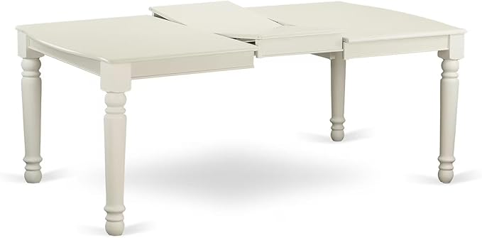 East West Furniture DOIP7-LWH-W 7 Piece Dining Table Set Consist of a Rectangle Dining Room Table with Butterfly Leaf and 6 Wooden Seat Chairs, 42x78 Inch, Linen White