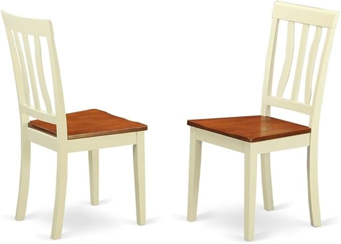 East West Furniture QUAN9-WHI-W 9 Piece Dining Room Furniture Set Includes a Rectangle Kitchen Table with Butterfly Leaf and 8 Dining Chairs, 40x78 Inch, Buttermilk & Cherry