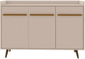 Manhattan Comfort Bradley Buffet Cabinet with Storage, Mid Century Modern Sideboard with 4 Shelves and Soft Close Doors, TV Stand Media Console for up to 50" Screens, 53.54" Long, Off White