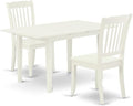 East West Furniture NODA3-LWH-W 3 Piece Kitchen Table Set for Small Spaces Contains a Rectangle Dining Room Table with Butterfly Leaf and 2 Dining Chairs, 32x54 Inch, Linen White