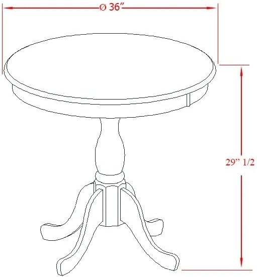 East West Furniture AMGR3-LWH-W 3 Piece Dinette Set for Small Spaces Contains a Round Kitchen Table with Pedestal and 2 Dining Room Chairs, 36x36 Inch, Linen White