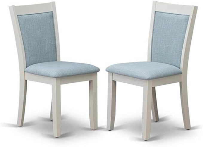 East West Furniture X097MZ015-7 7 Piece Dining Table Set Consist of a Rectangle Dining Room Table with X-Legs and 6 Baby Blue Linen Fabric Parsons Chairs, 40x72 Inch, Multi-Color