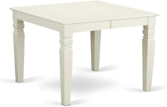 East West Furniture LGDA5-LWH-23 5 Piece Dining Set Contains a Rectangle Kitchen Table with Butterfly Leaf and 4 Polyester Fabric Upholstered Chairs, linen white