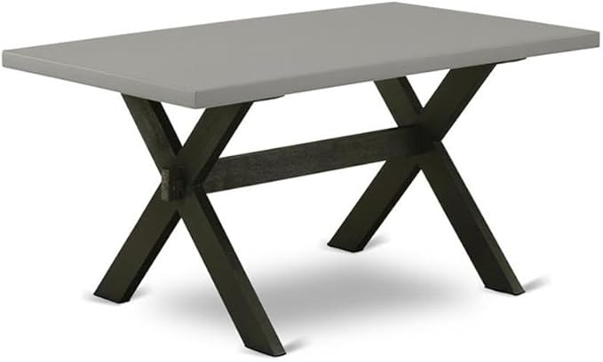 East West Furniture X696DR124-6 6 Piece Dining Set Contains a Rectangle Dining Room Table with X-Legs and 4 Black Color Linen Fabric Parson Chairs with a Bench, 36x60 Inch, Multi-Color