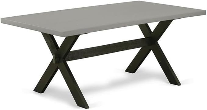 East West Furniture X697MZ650-5 5 Piece Dining Table Set for 4 Includes a Rectangle Kitchen Table with X-Legs and 4 Dark Gotham Grey Linen Fabric Parsons Chairs, 40x72 Inch, Multi-Color