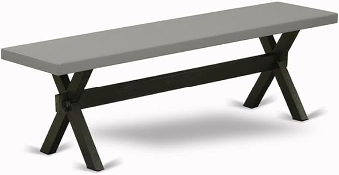 East West Furniture X696VE650-6 6 Piece Kitchen Table & Chairs Set Contains a Rectangle Dining Room Table and 4 Dark Gotham Linen Fabric Parson Chairs with a Bench, 36x60 Inch, Multi-Color