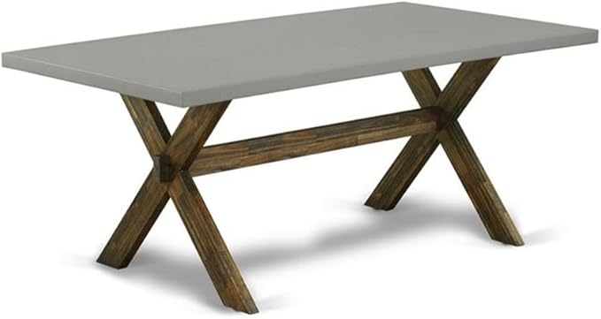 East West Furniture X797MZ748-7 7 Piece Dining Room Furniture Set Consist of a Rectangle Dining Table with X-Legs and 6 Coffee Linen Fabric Upholstered Chairs, 40x72 Inch, Multi-Color