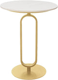 Side Table with Marble Top Metal Pub Bar Round Table Modern Sofa Side End Table Coffee Tray Side Desk for Couch Living Room Bedroom Gold