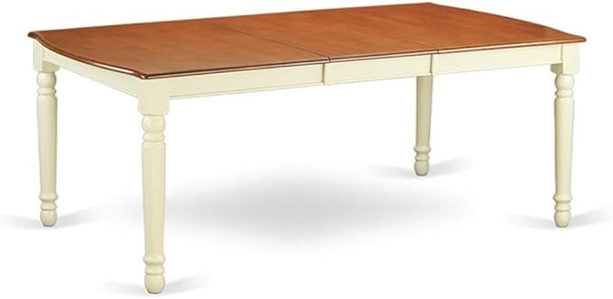 East West Furniture DOIP7-BMK-W 7 Piece Modern Dining Table Set Consist of a Rectangle Wooden Table with Butterfly Leaf and 6 Kitchen Dining Chairs, 42x78 Inch, Buttermilk & Cherry